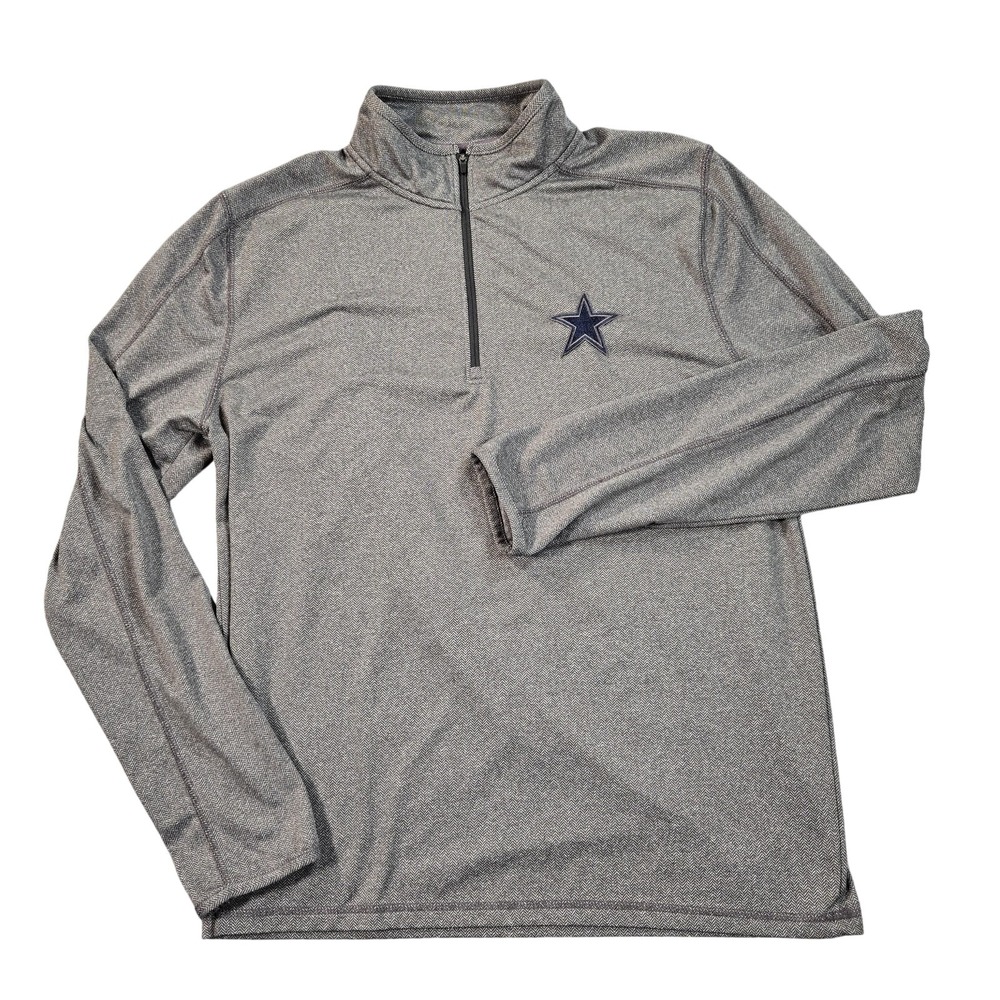 Dallas Cowboys Pullover Mens Large Gray NFL Football Quarter Zip Long Sleeve